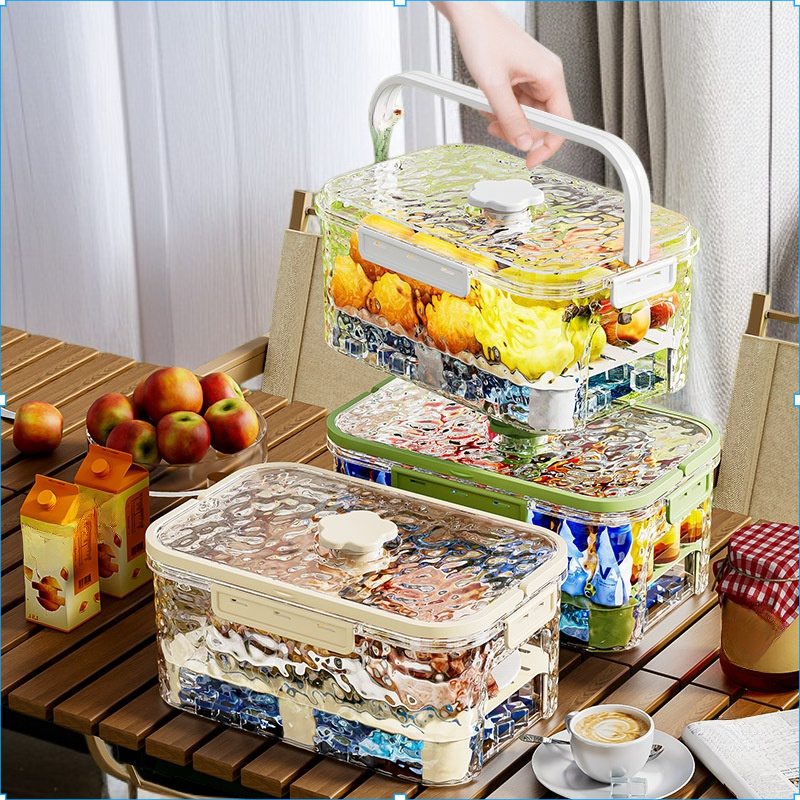 户外露营手提便携式水波纹保鲜盒