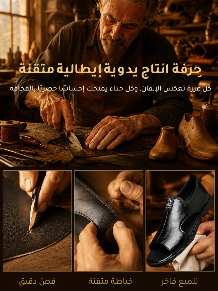 صندل جلدي فاخر بستايل تجاري ذو نعل مقاوم للانزلاق