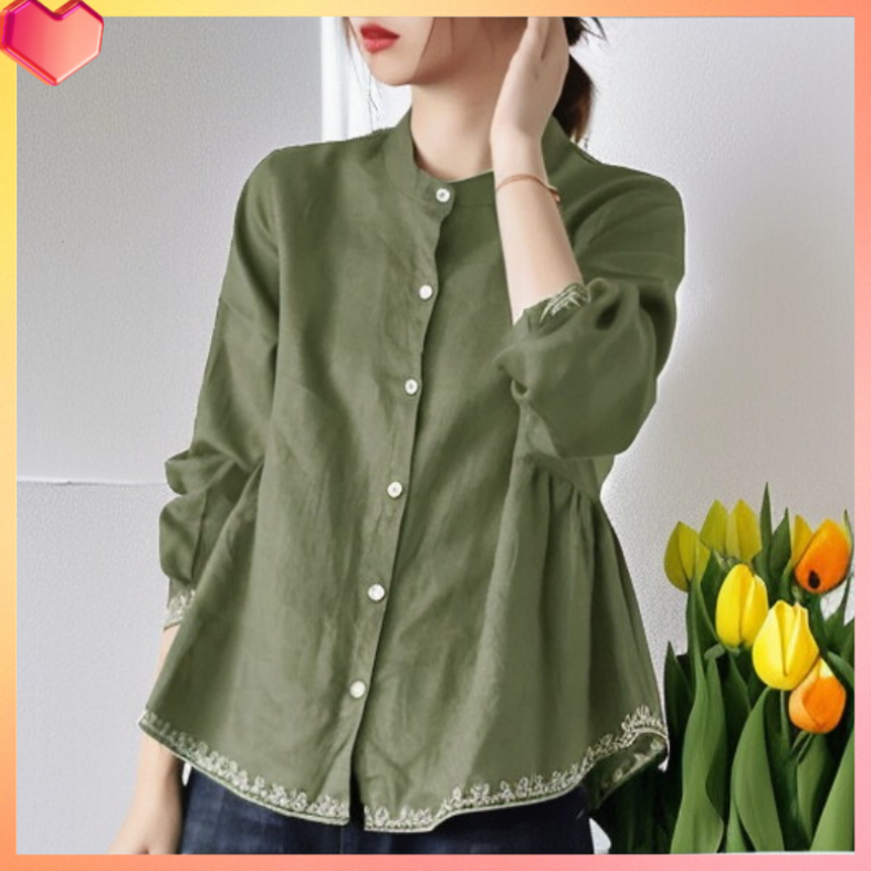 면마 긴팔 차이나 빈티지 셔츠