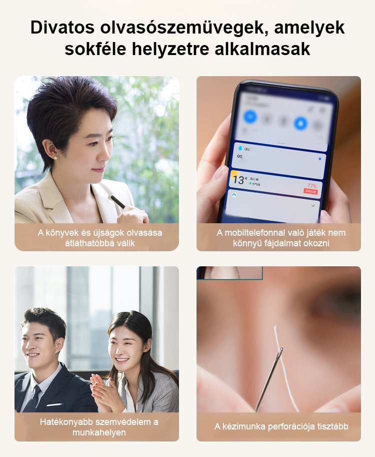 【Kis arcot mutató varázseszköz】Nagyméretű keret fiatalos divatos olvasószemüveg