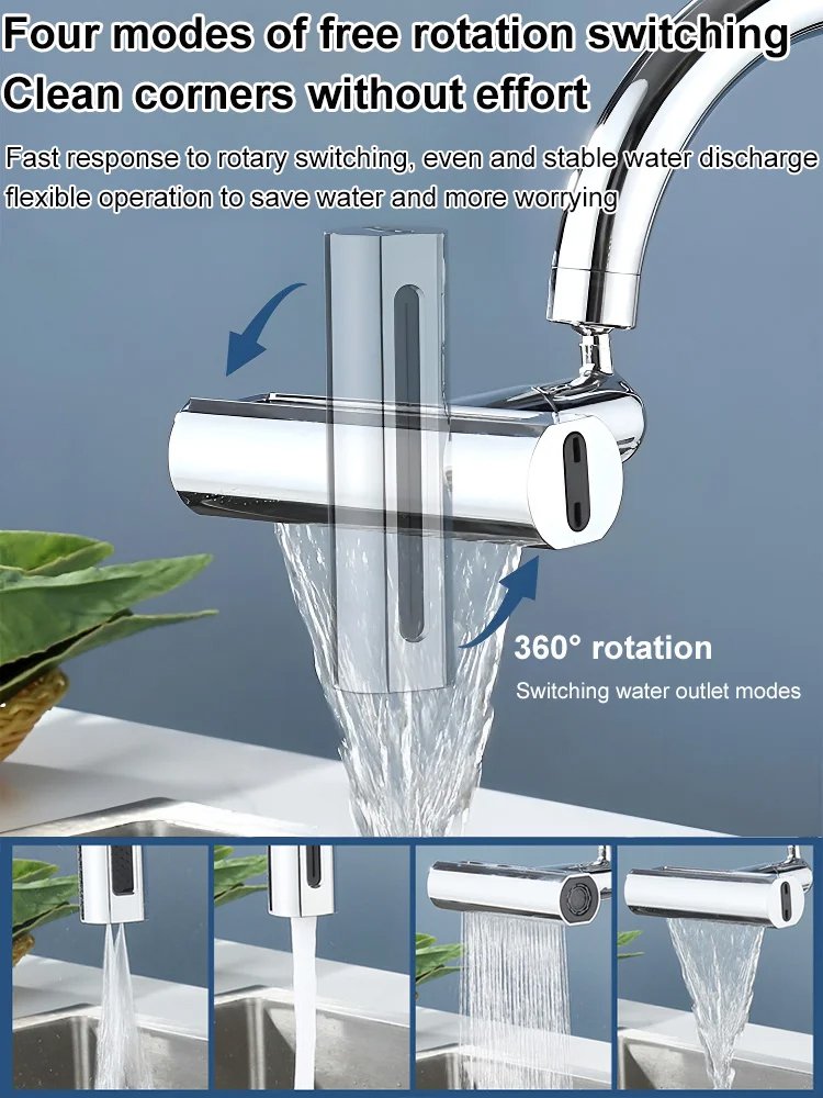Head Switch Kitchen Sink Faucets with Four Function Rotation Sprayer