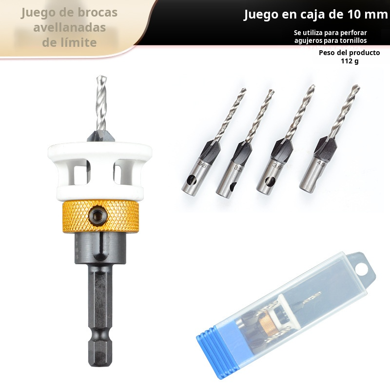 Broca avellanadora de cuatro filos con cabezal de aleación y orificio cónico