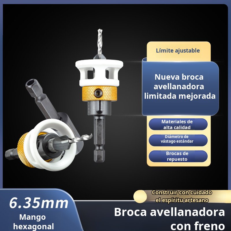 Broca avellanadora de cuatro filos con cabezal de aleación y orificio cónico JMY Woodworking Limited