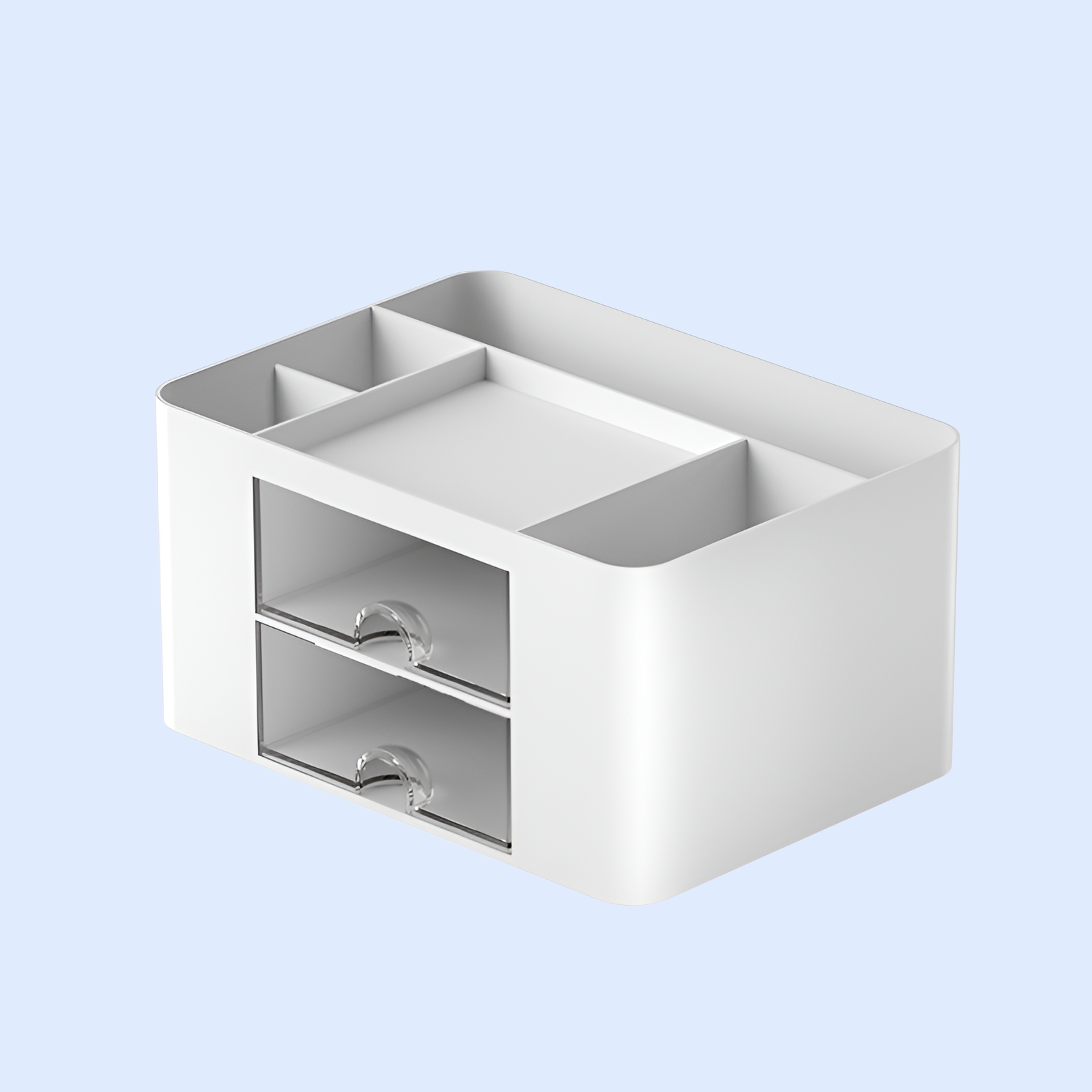 صندوق تخزين شفاف بإبداع وتصميم بسيط وسعة كبيرة مع أدراج