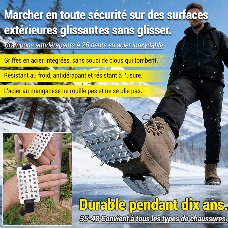 Crampons antidérapants en acier inoxydable à 26 dents