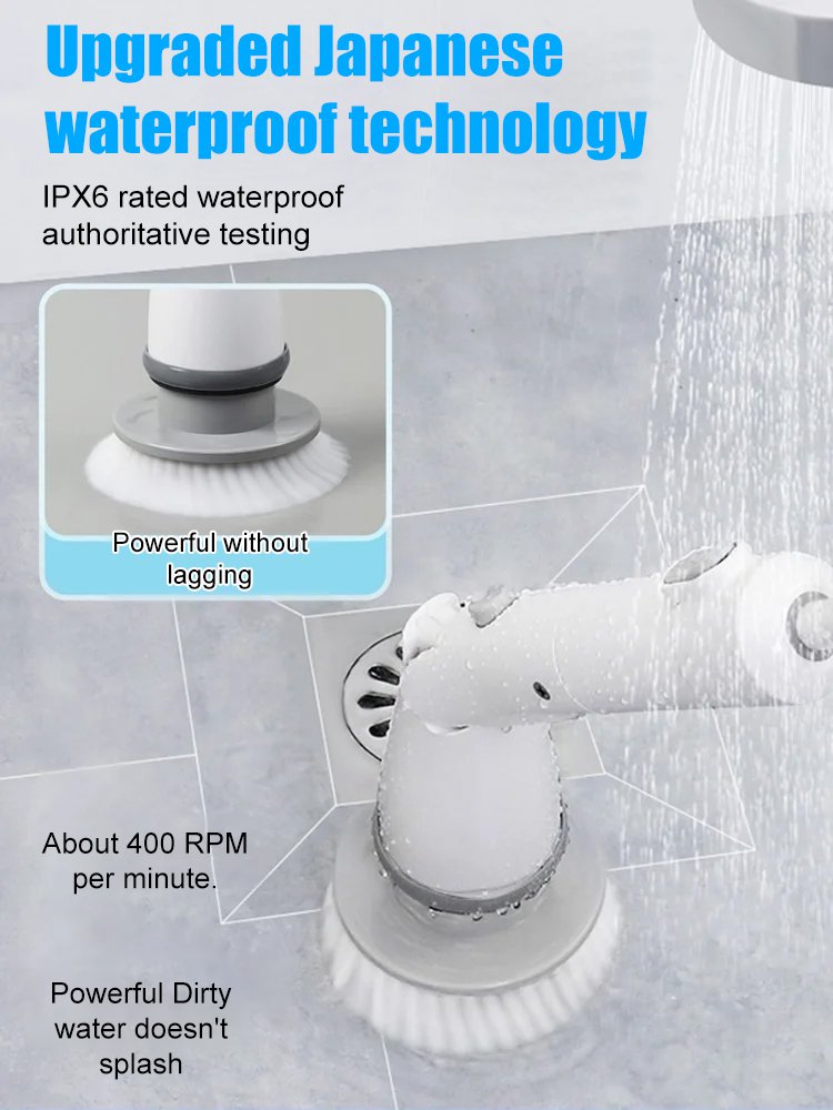 Cordless multifunctional low noise electric cleaning brush