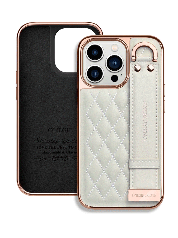 バンド付きシャネル風スマホケース