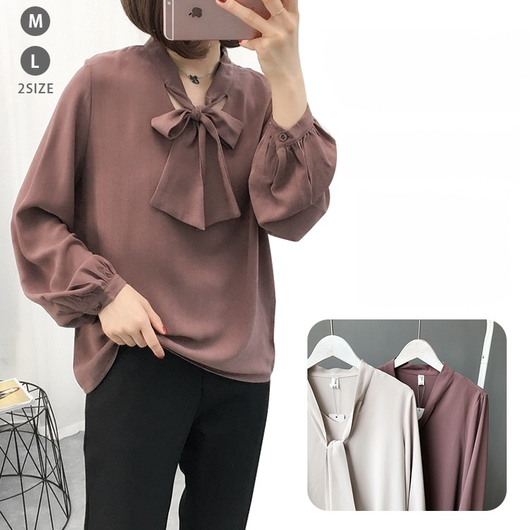 【深Ｖネックブラウス】オシャレ　独特なデザイン　シフォン生地  　サラサラ感　コーデしやすい