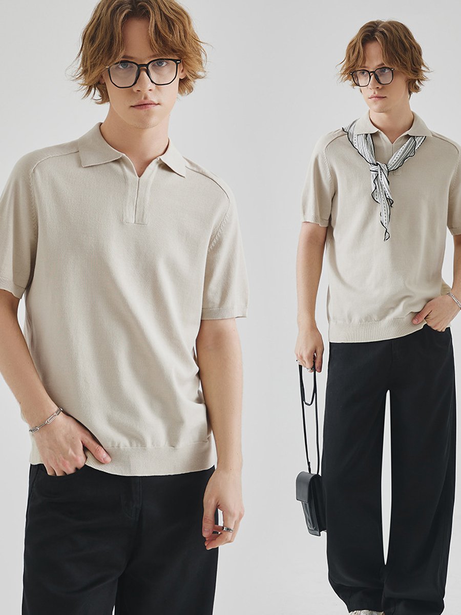Pánské pletené letní polo tričko s klopou