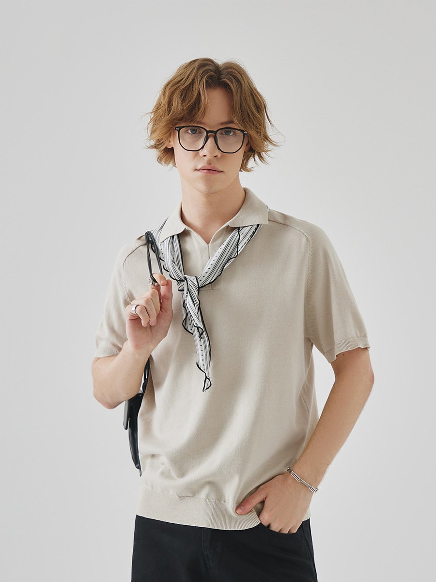 Pánské pletené letní polo tričko s klopou