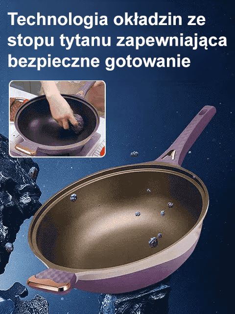 Dwukolorowy tytanowy nieprzywierający wok