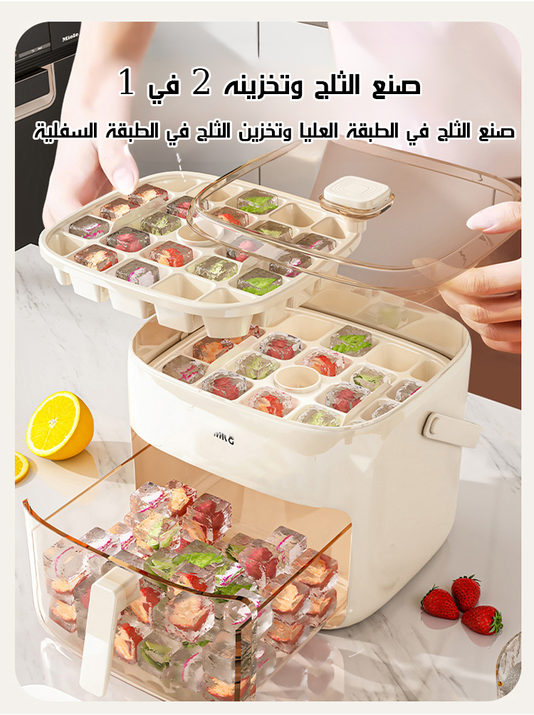 صندوق مكعبات الثلج المحمول ذو قالب الثلج وخزان تخزينه