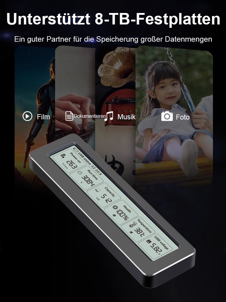 【Warnung vor Festplattenschaden】M.2 Smart Display SSD-Gehäuse