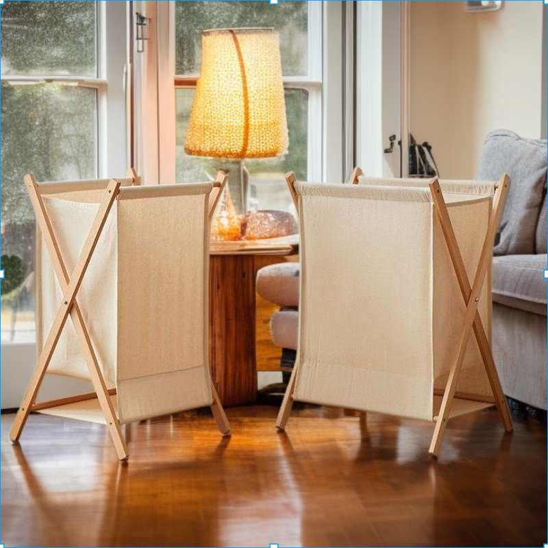 견고한 나무로 만든 일본식 접이식 세탁 바구니