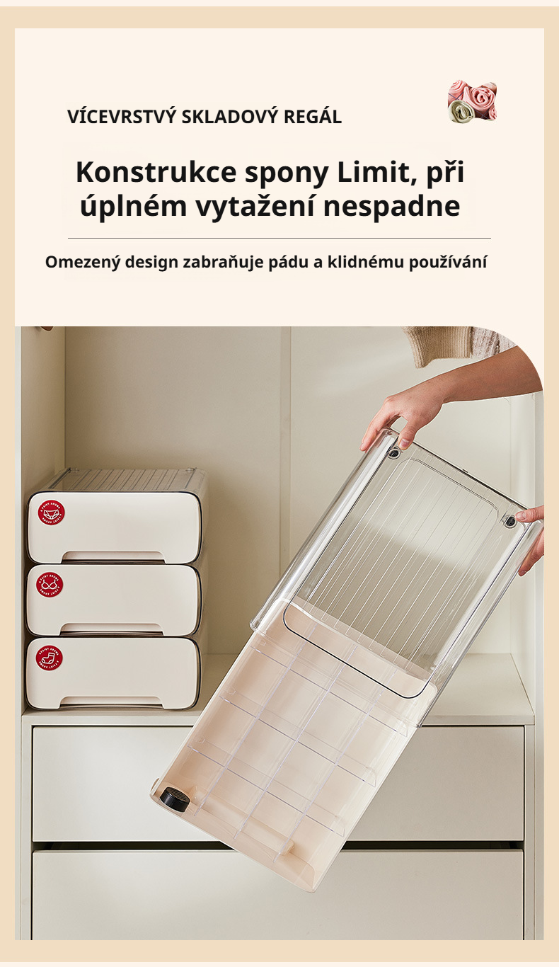 Organizér na spodní prádlo s přihrádkami v cream designu