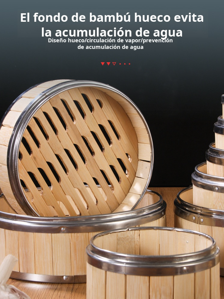 Mini bollos de rejilla completa de bambú, cesta de vapor de bambú para aperitivos, vaporizador peque