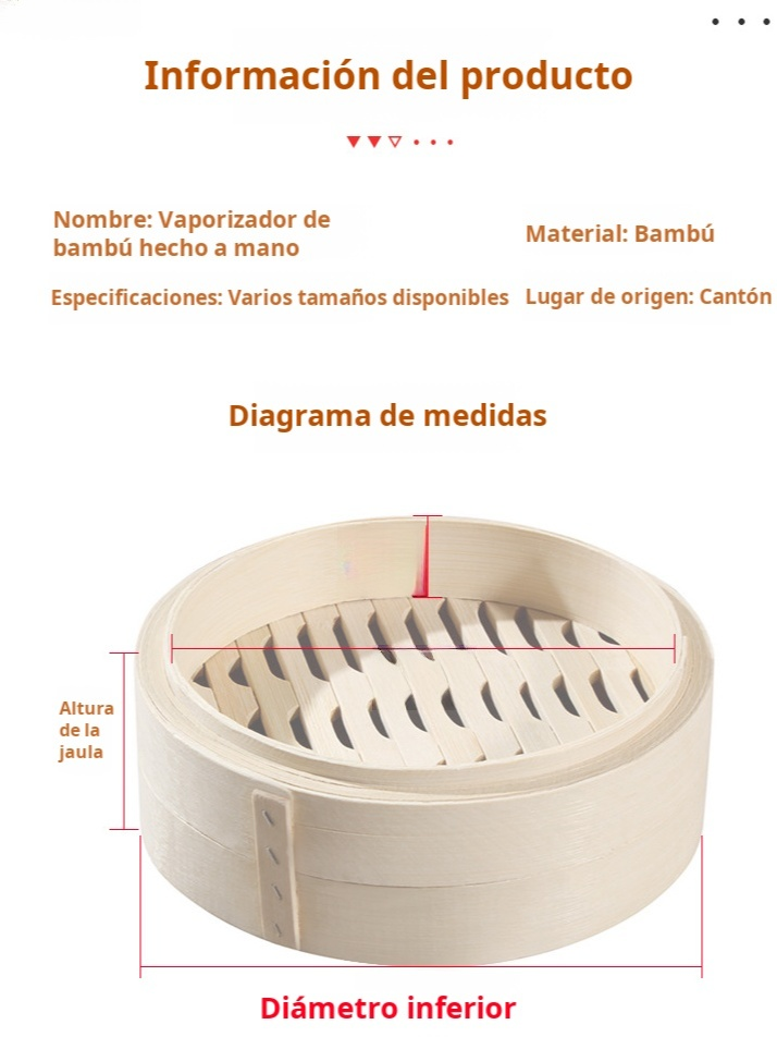 Mini bollos de rejilla completa de bambú, cesta de vapor de bambú para aperitivos, vaporizador peque