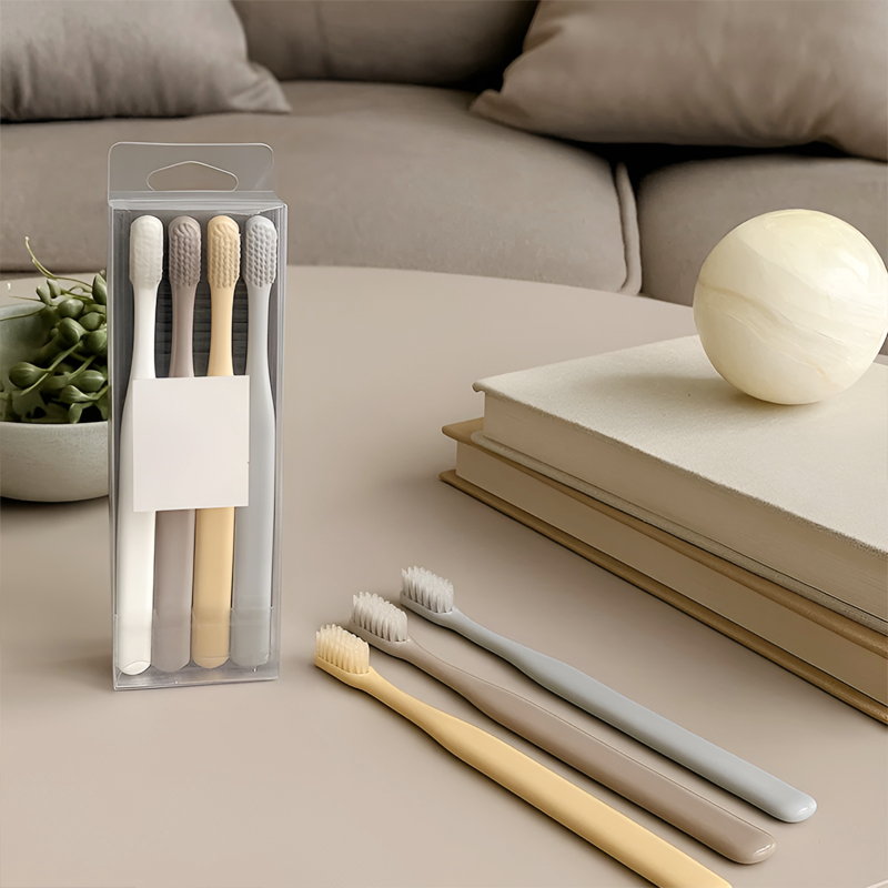 馬卡龍小頭無印4支裝良品牙刷 日式竹炭軟毛成人日用百貨江湖