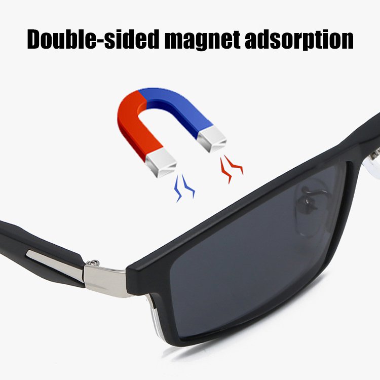 Men's Casual Half Frame Metal Frame with Magnetic Change Sunglasses Set Mirror