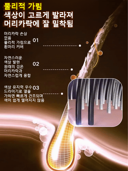 【한 번에 검정】소금관 펩타이드 커버 흰머리 가림 펜 