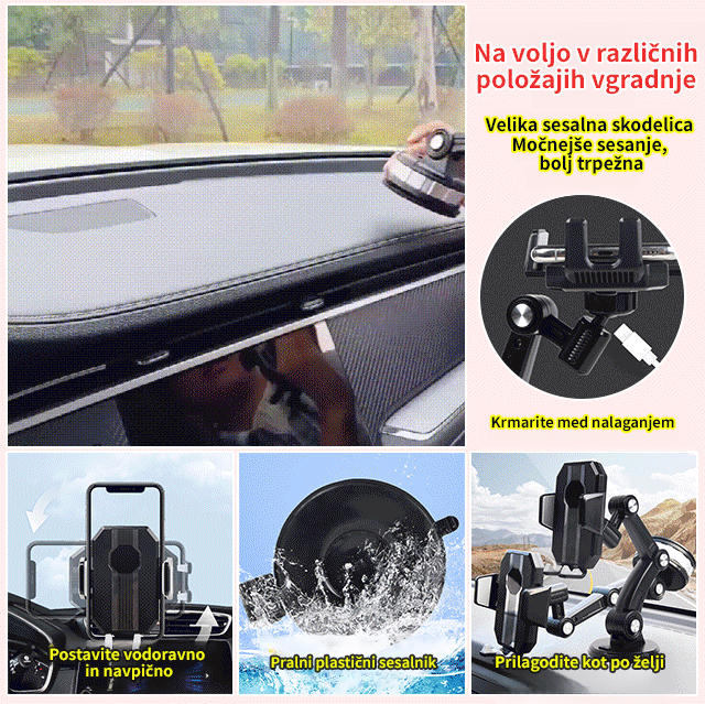 Nosilec za avtomobilski telefon za sesalno skodelico