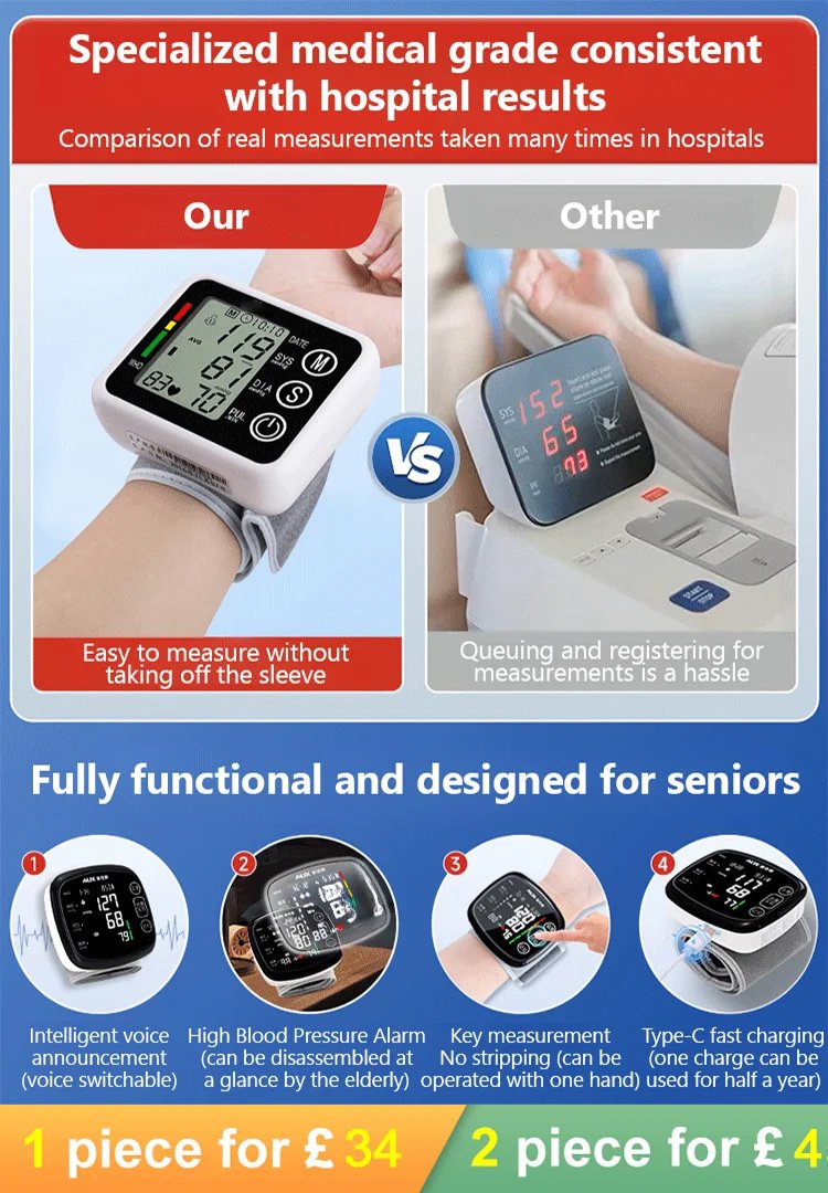 Healthy Wrist Electronic Blood Pressure Monitor