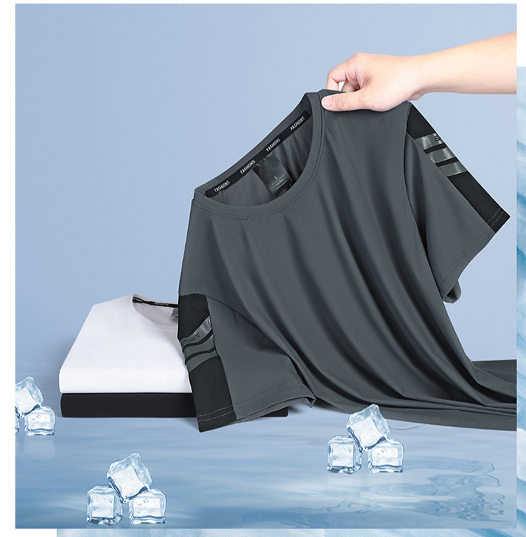 通気性が高いアイスシルク素材のメンズTシャツ