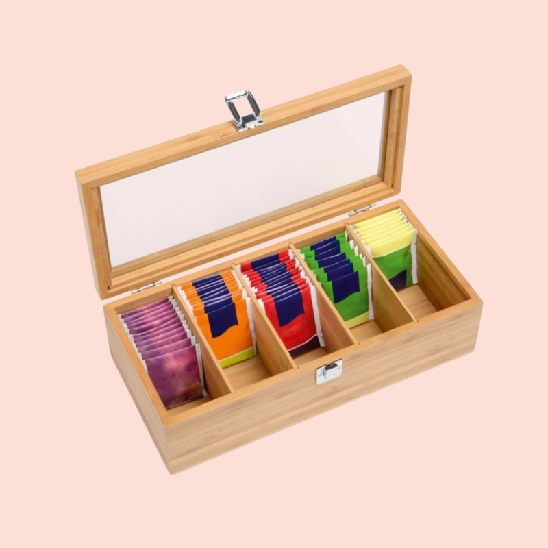 Bamboo Tea Bag Storage Box