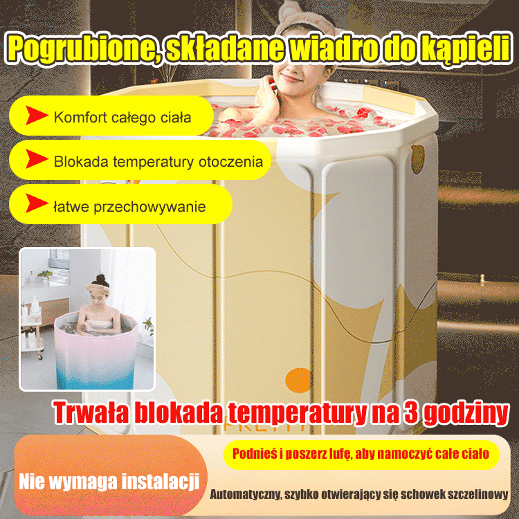 【3-godzinna blokada temperatury】 Pogrubione składane wiadro do namaczania