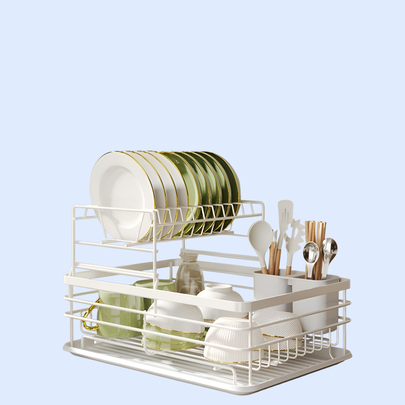 Countertop Dish Rack Organizer with Drainage Function