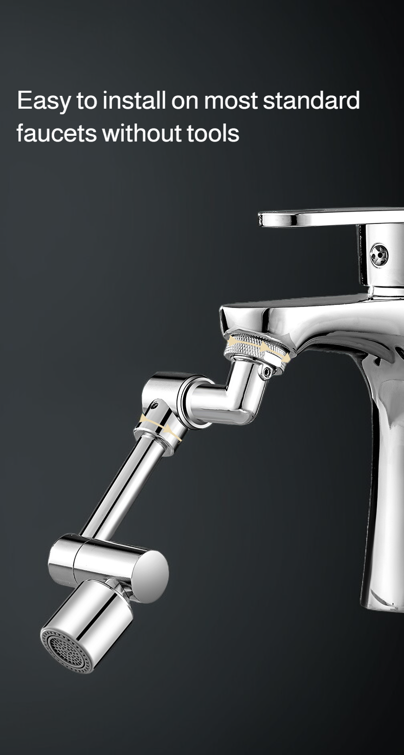 Universal faucet extender installed on kitchen sink