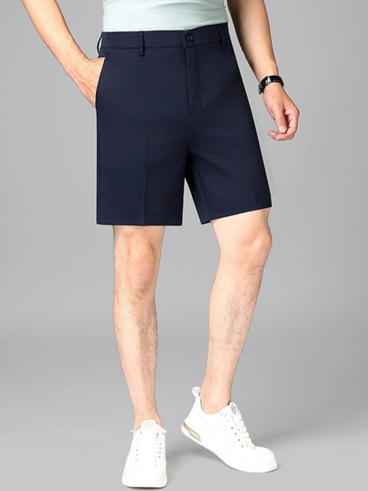 シンプル通気性ビジネス快適薄手五分丈パンツ メンズ