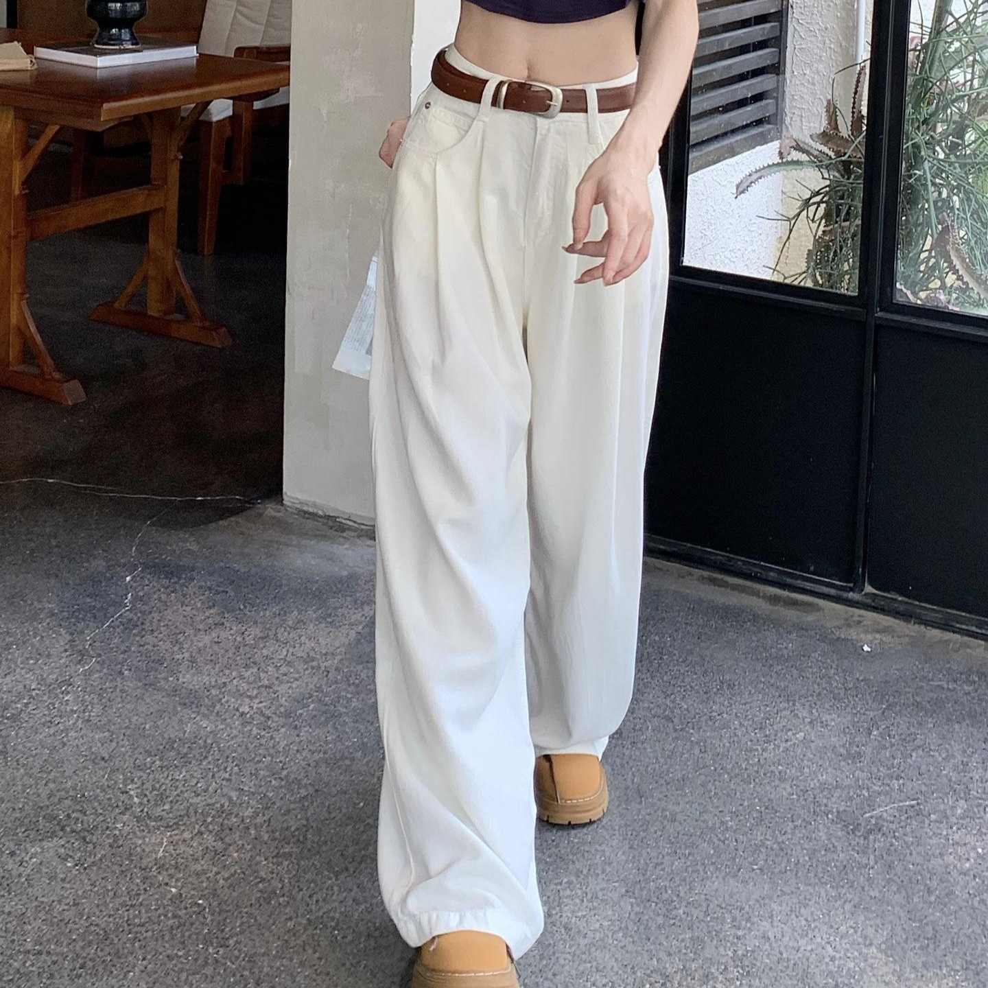 ホワイトカジュアルパンツ レディース 薄手 カーゴパンツ ジョガーパンツ