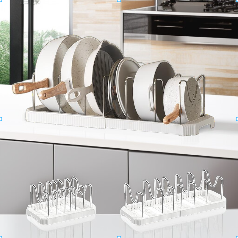 망원경식 볼 랙 냄비 보관 랙 배수 냄비 랙 다기능 주방 조리대 보관 랙 냄비 덮개 랙 접시 랙