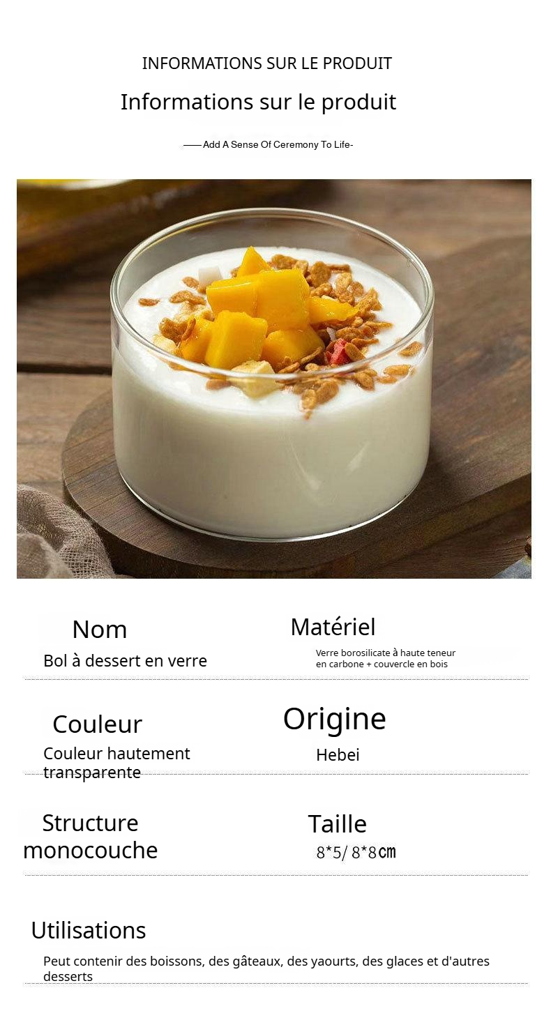 Bol transparent pour préparation de desserts maison
