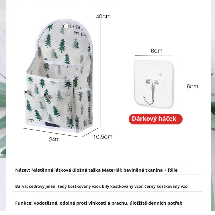 Nástěnný textilní úložný vak