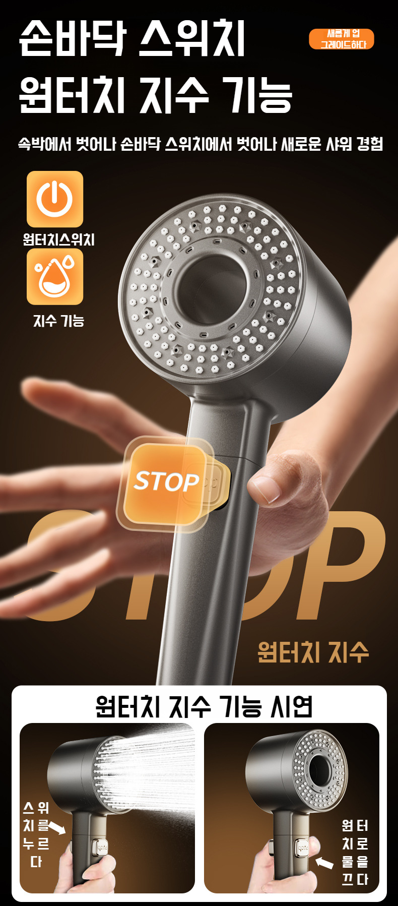 여과 기능이 탑재된 슈퍼차저 샤워헤드 구조