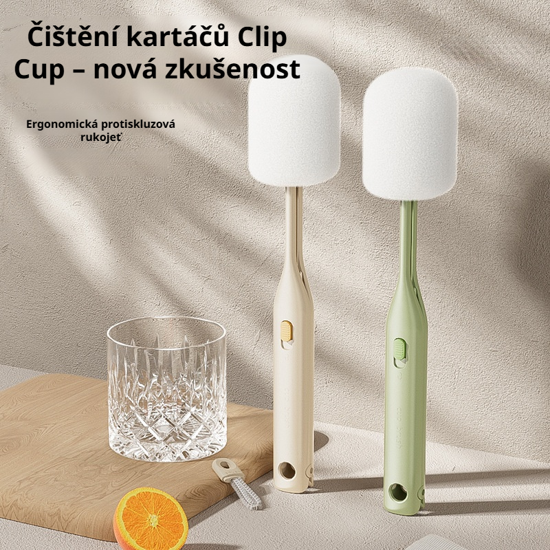 Sada na čištění pohárů se speciální houbou a dvojitou hlavicí kartáče