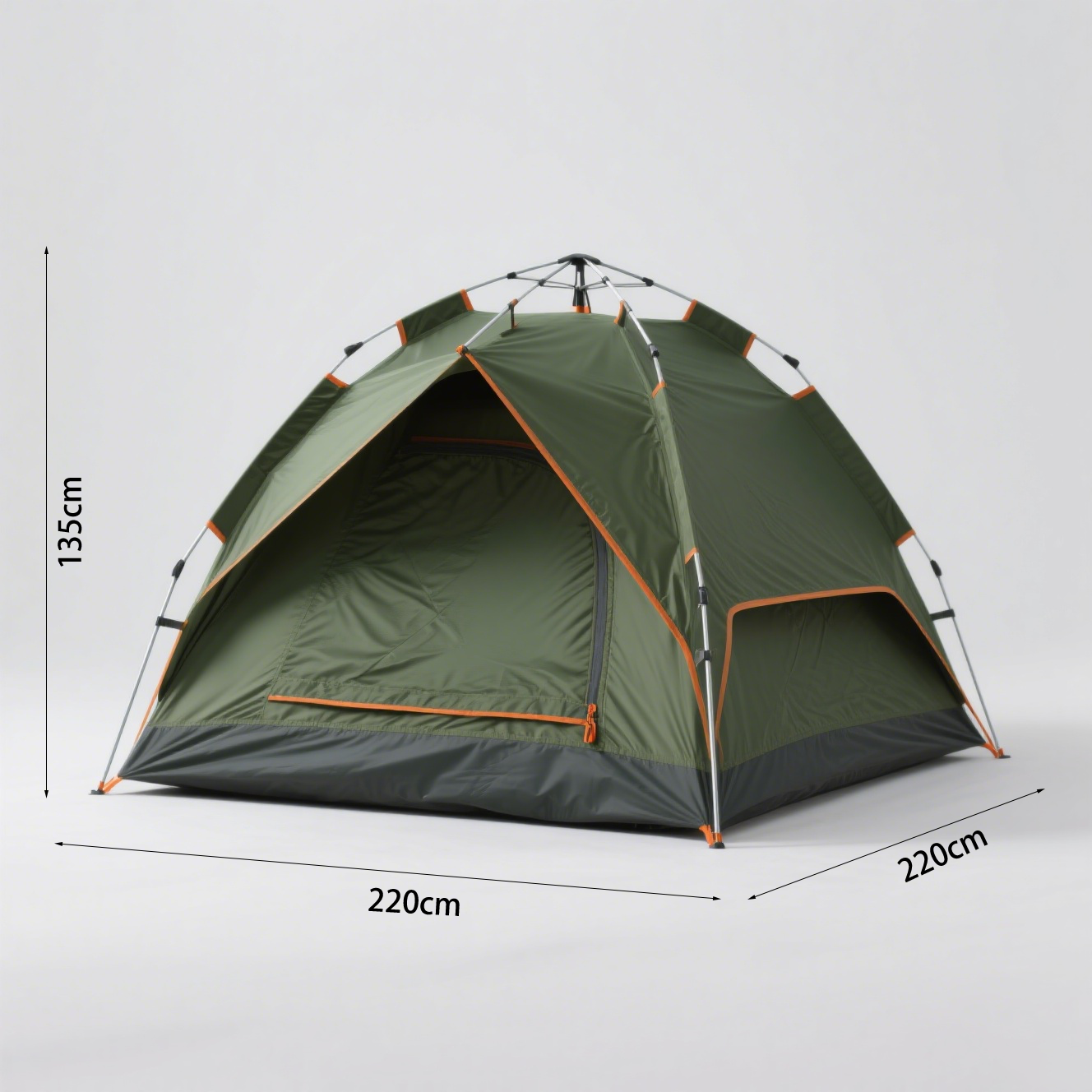 Vista lateral de tienda de campaña impermeable