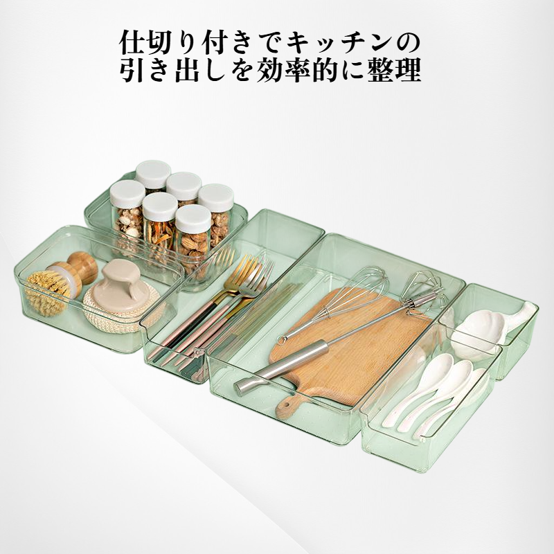 キッチン用仕切り付き引き出し収納ケース 日本風デザイン
