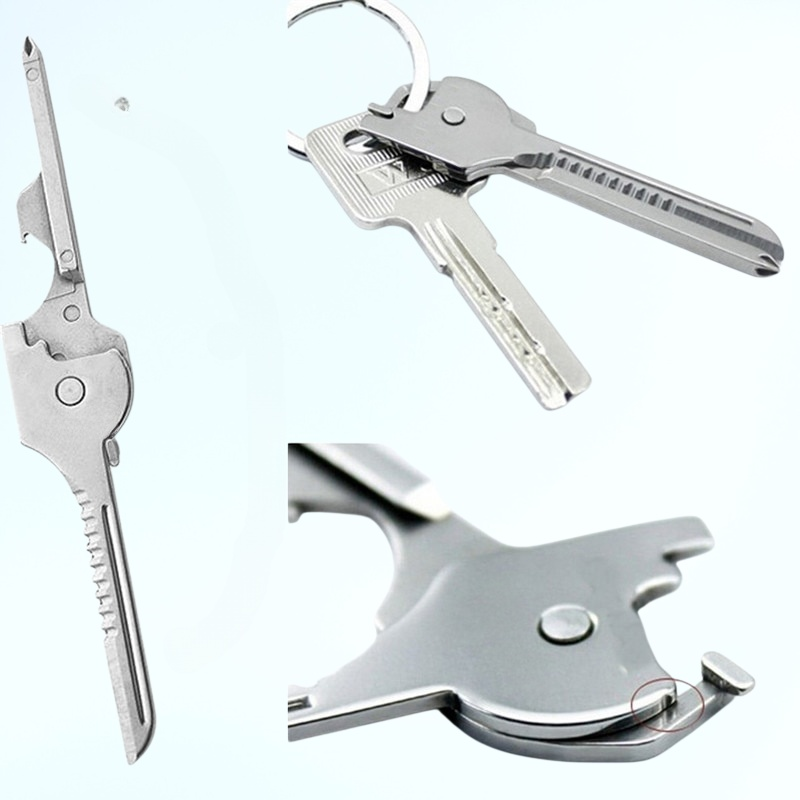 พวงกุญแจอเนกประสงค์สำหรับกิจกรรมกลางแจ้ง มีดพับอเนกประสงค์ 6-in-1