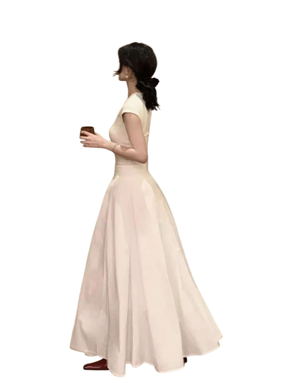 하이웨스트 날씬해 보이는 프렌치 헵번 롱스커트 투피스