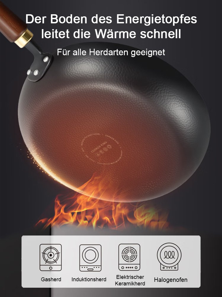 Handgeschmiedete japanische Eisen-Bratpfanne (beschichtungsfrei, mit verstärktem flachen Boden