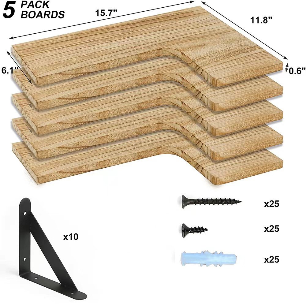 Rohová police na zeď 90stupňový rohový regál na knihy, zavěšený úložný regál