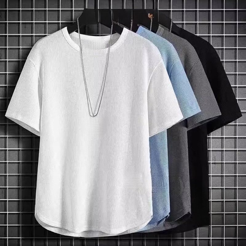 ワッフル生地半袖Tシャツ