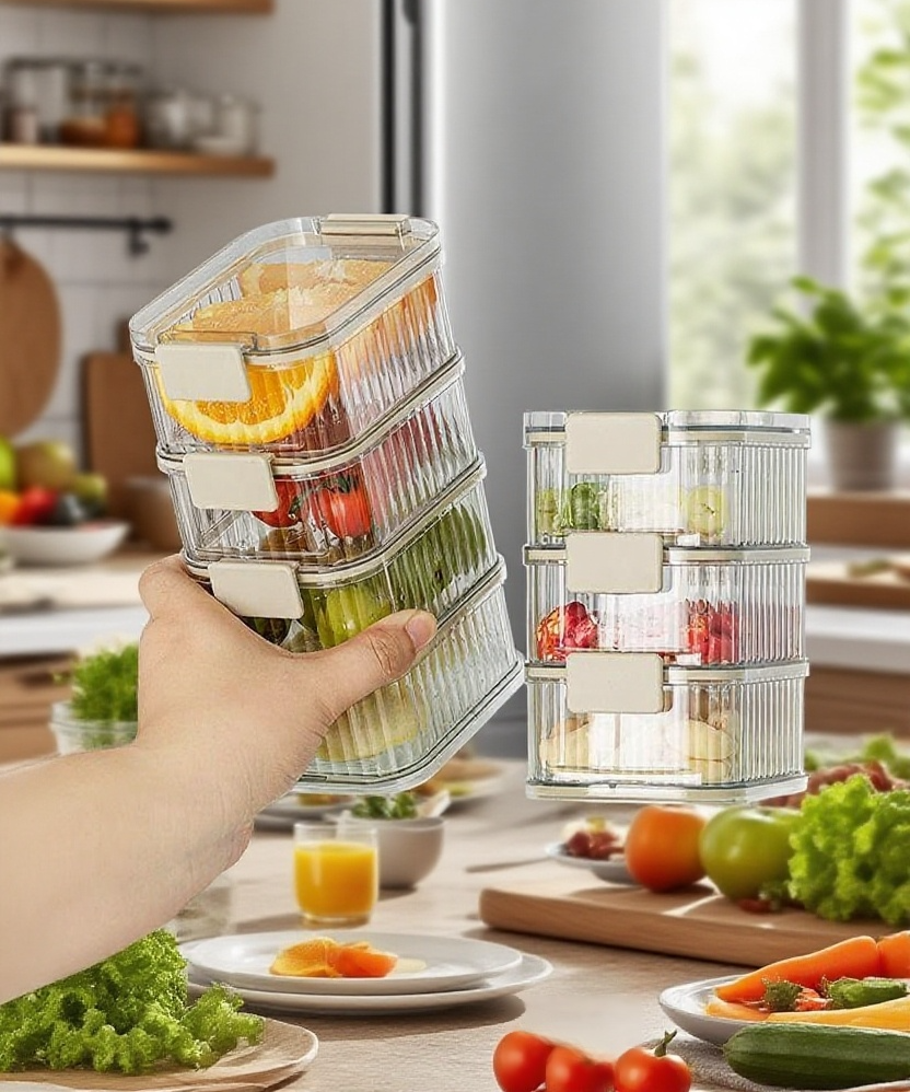 투명한 디자인으로 내용물 확인이 쉬운 저장함