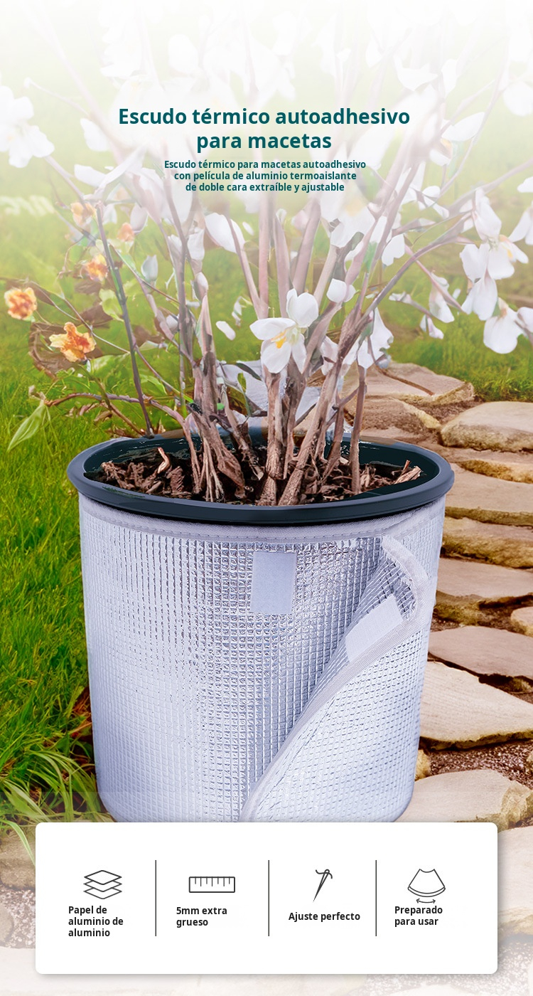 Protector térmico para macetas con velcro autoadhesivo