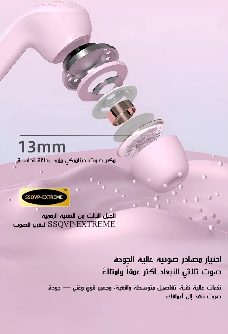 سماعات أذن بلوتوث لاسلكية بصوت ستيريو مزدوج