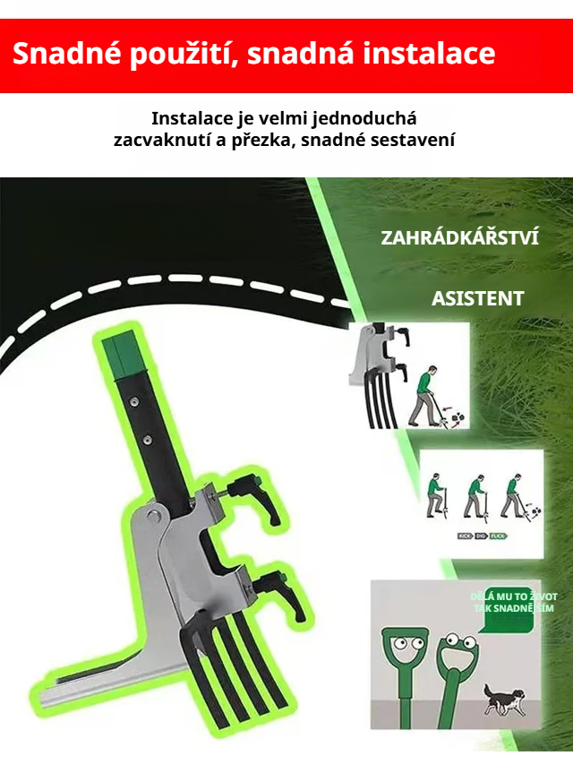 Lehký a skladný zahradní nástroj z nerezu