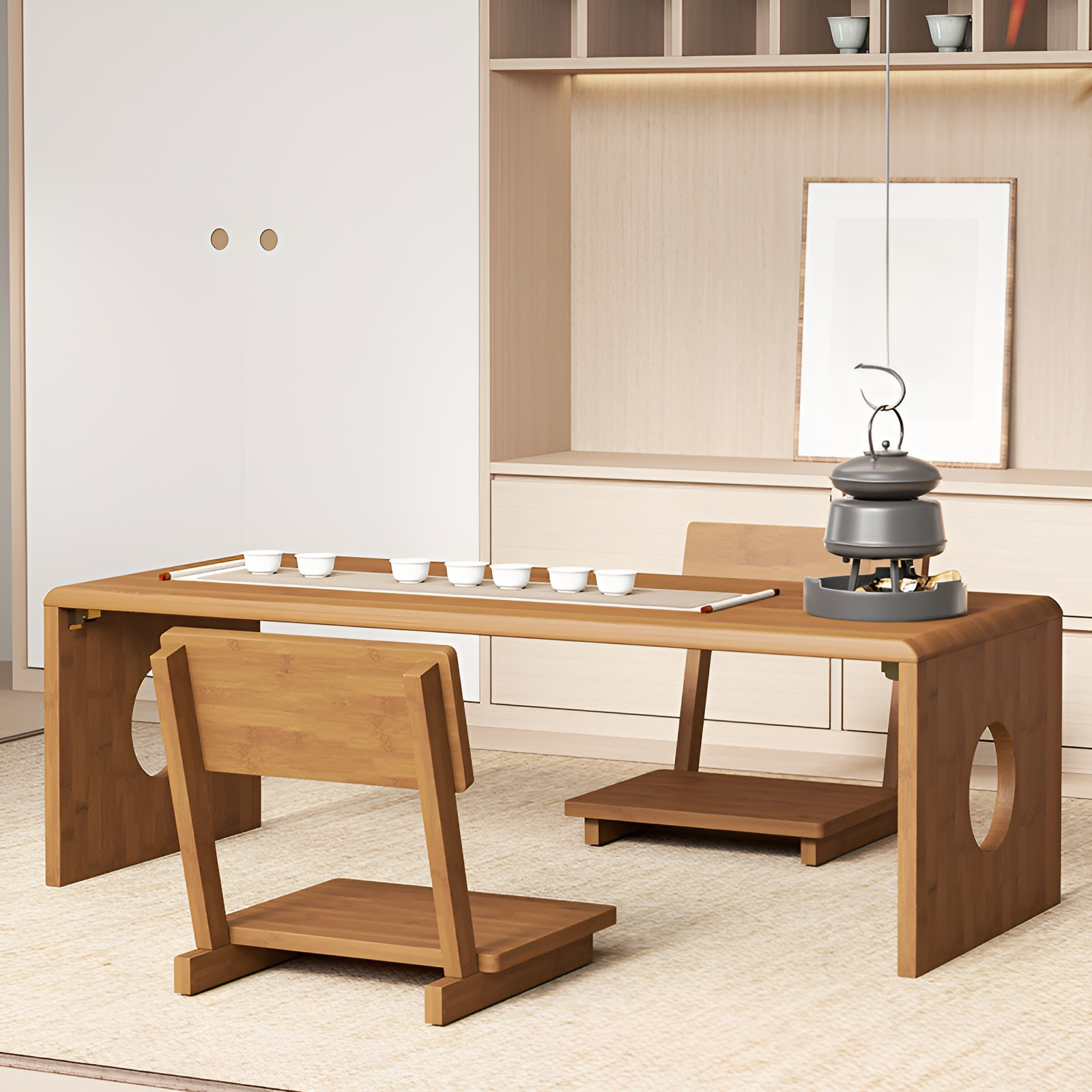 원목 접이식 낮은 테이블